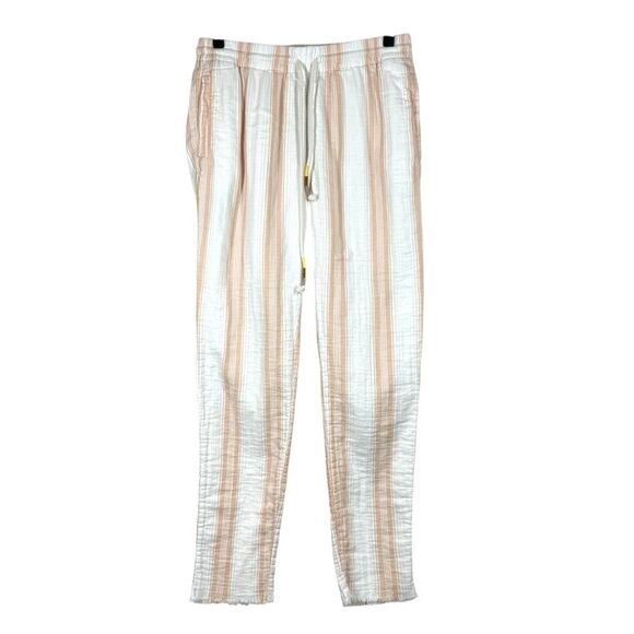 Faherty Topanga Pants Organic Cotton Striped Raw Hem Gauze Straight Leg XS - Picture 1 of 10